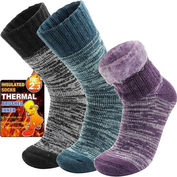 3 Pairs Unisex Warm Thermal Socks Winter Insulated Socks for Cold Weather - Picture 1 of 6